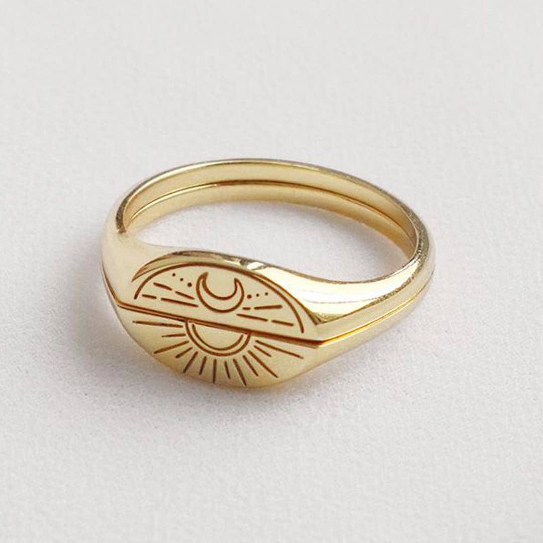 Sunset Sunrise 2 Piece Stacking Gold Ring: 7