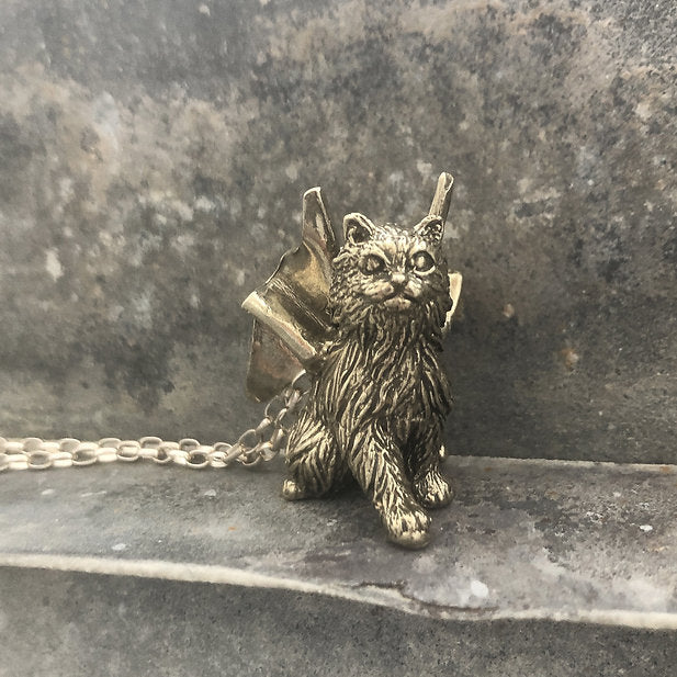 Winged Cat Familiar Pendant "Amunet"