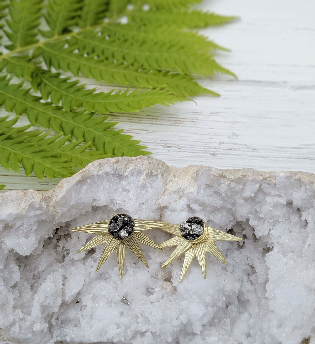 Celestial Earrings Pyrite Druzy