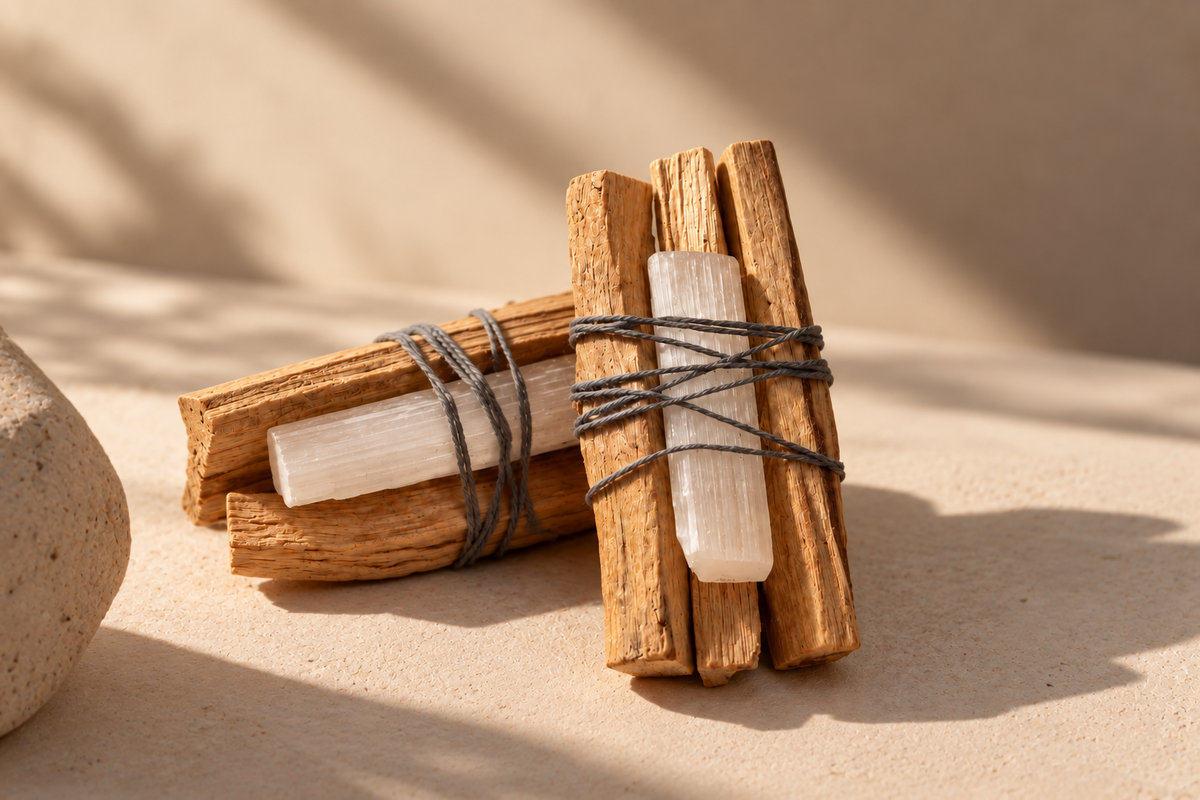 New Moon Charged Selenite Palo Santo Bundle