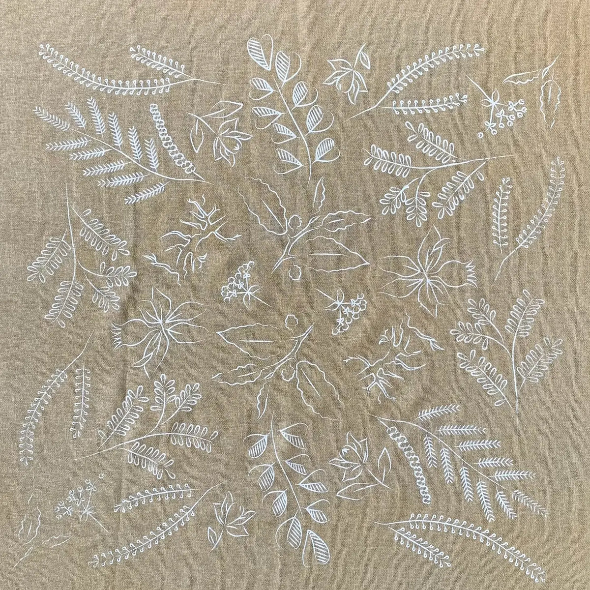 Eco Raw Botanical Print Naturally Dyed Raw Silk Bandana