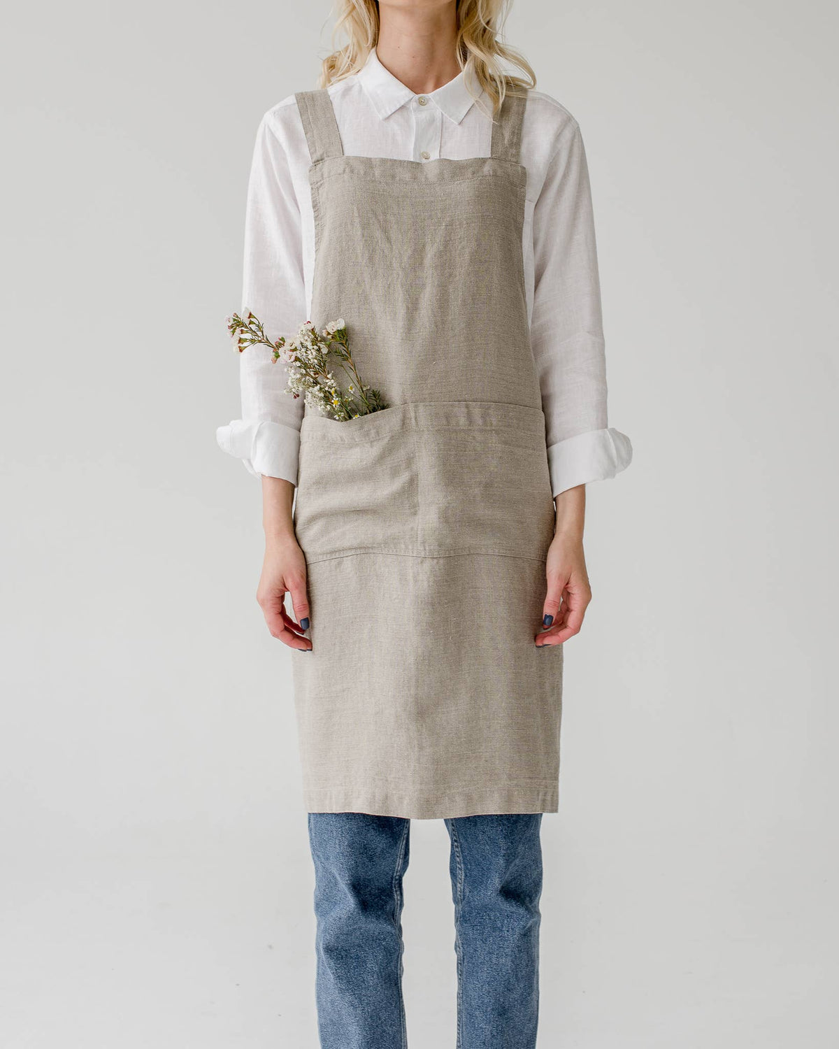 Natural Linen Crossback Apron