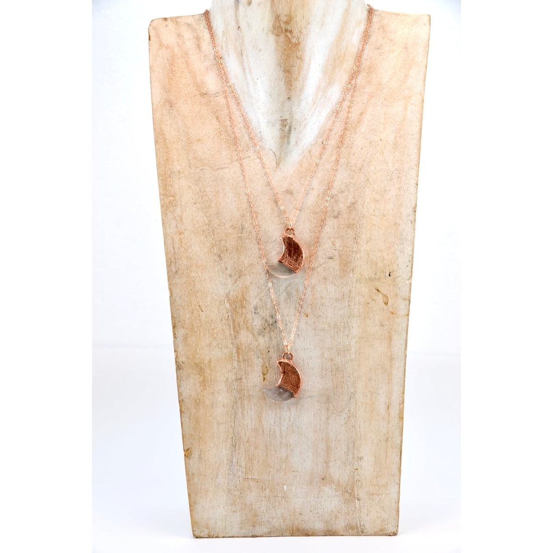 Copper Rose Quartz Moon Necklace | Crescent Necklace