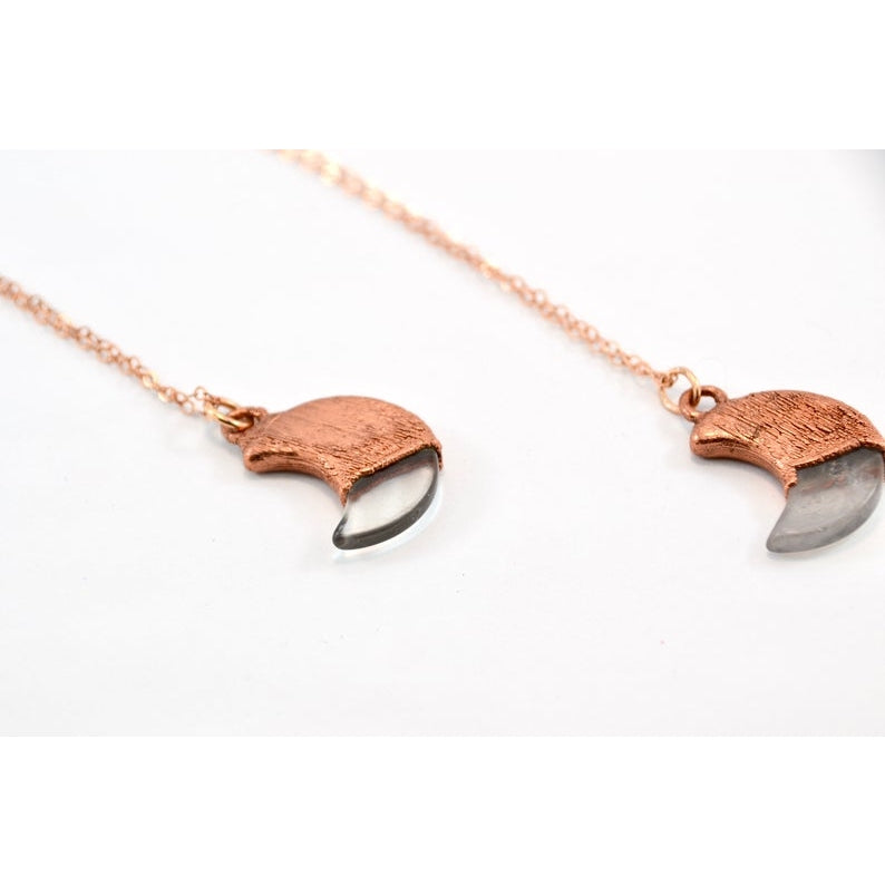 Copper Rose Quartz Moon Necklace | Crescent Necklace