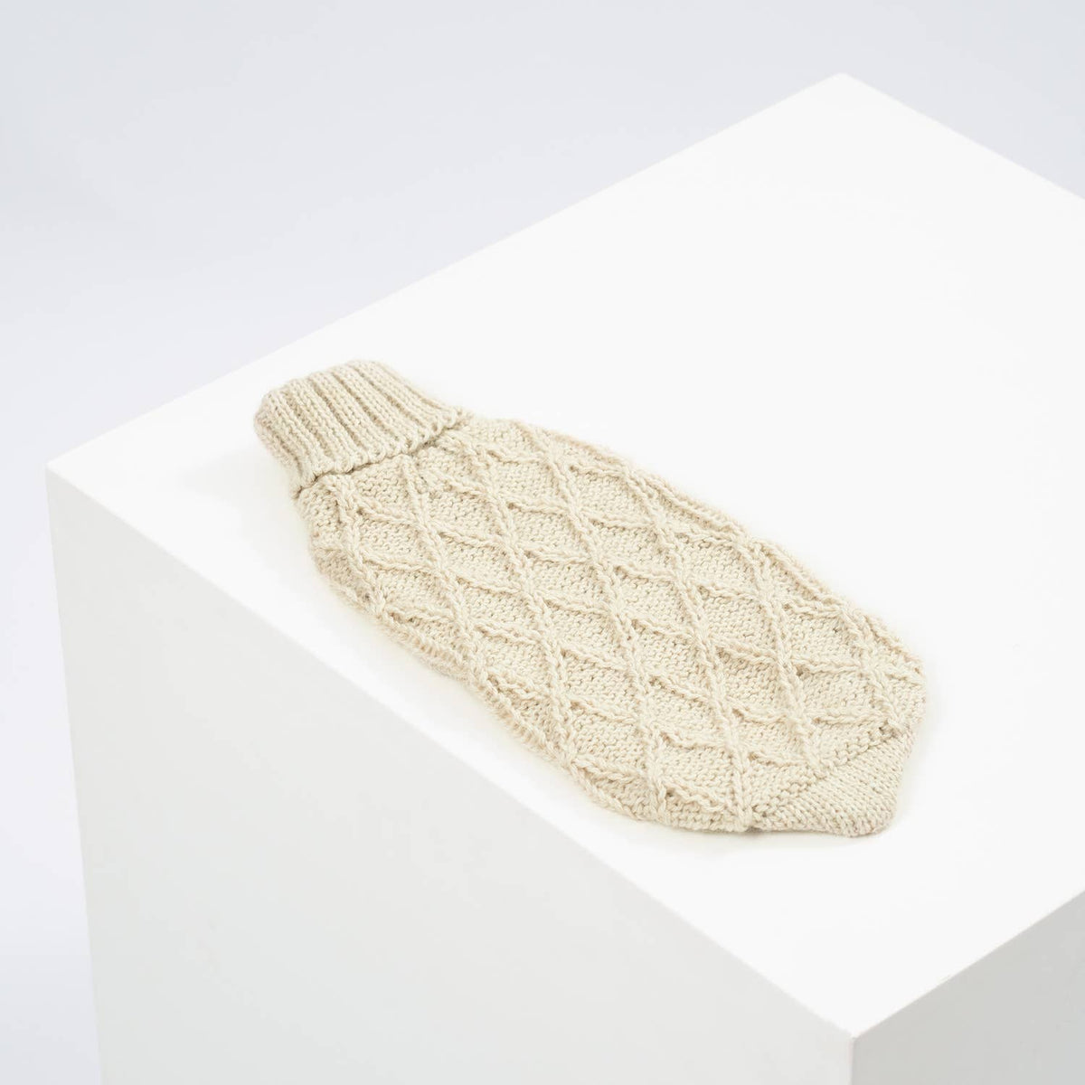 Diamond Knit Alpaca Dog Sweater Natural