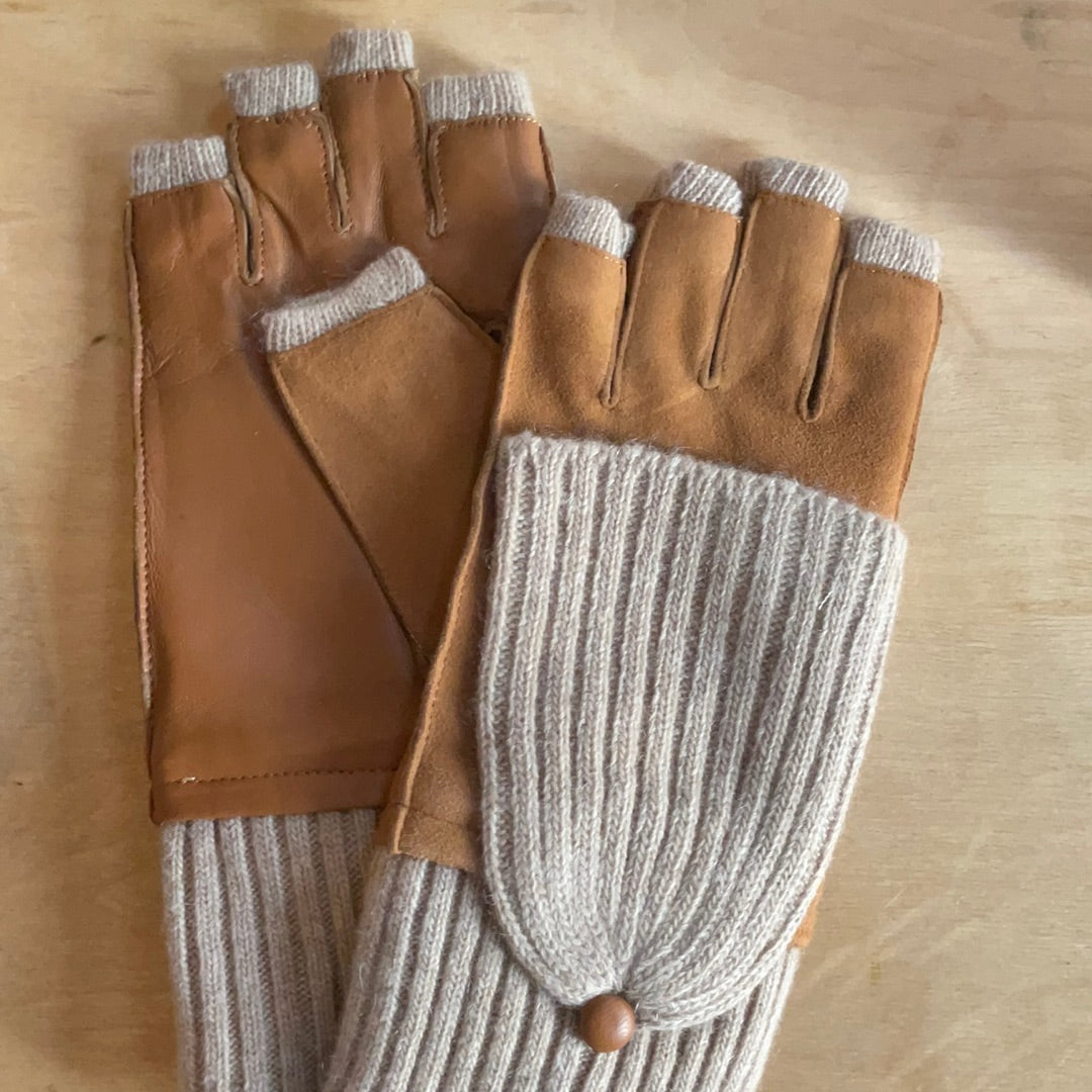 Gloves: Suede & leather Cashmere pop top