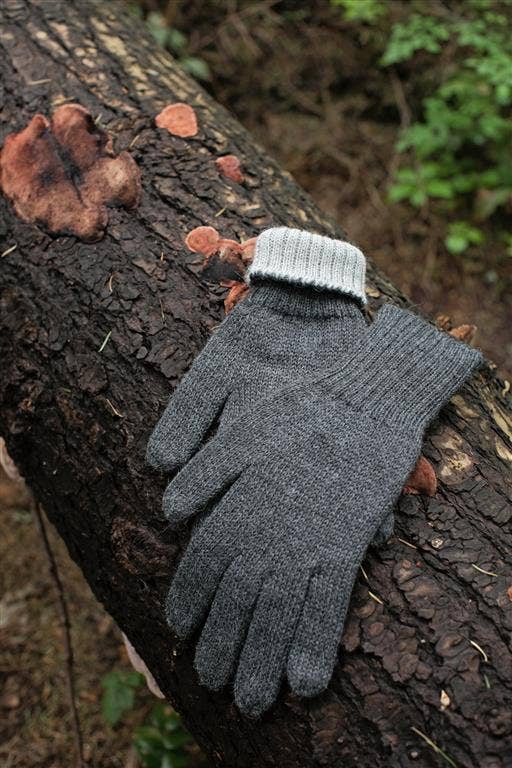 Alpaca Reversible Gloves: Brown/Beige