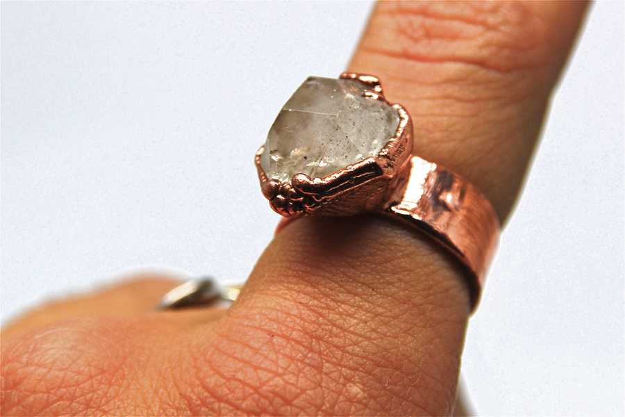 Raw Herkimer Diamond Statment Ring: 9