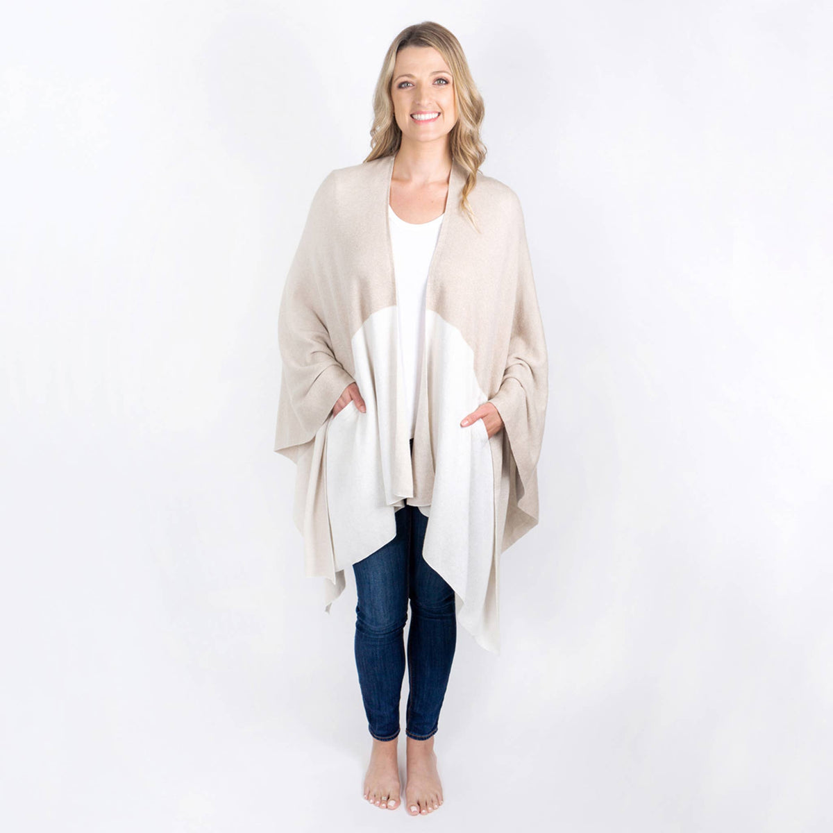 Organic Cotton Travel Wrap - Ivory Colorblock