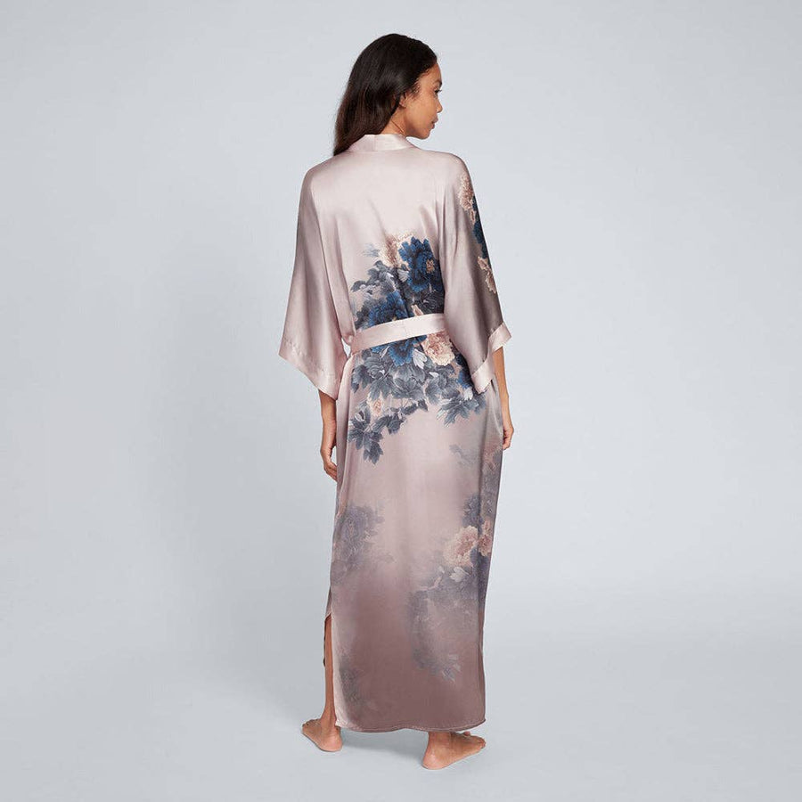 Floral Silk Kimono - Olive