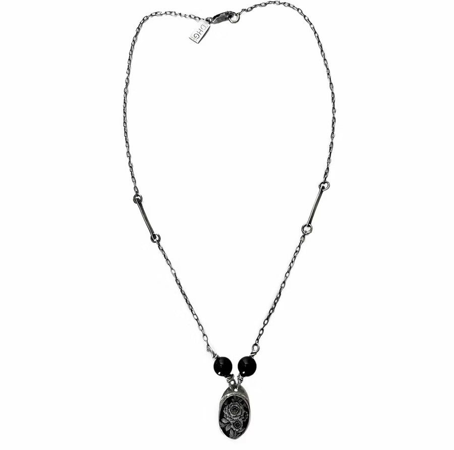 Dark Floral Cameo Necklace