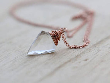 Rose Gold Arrow Necklace - Crystal Quartz: 14k Fill 16 inches