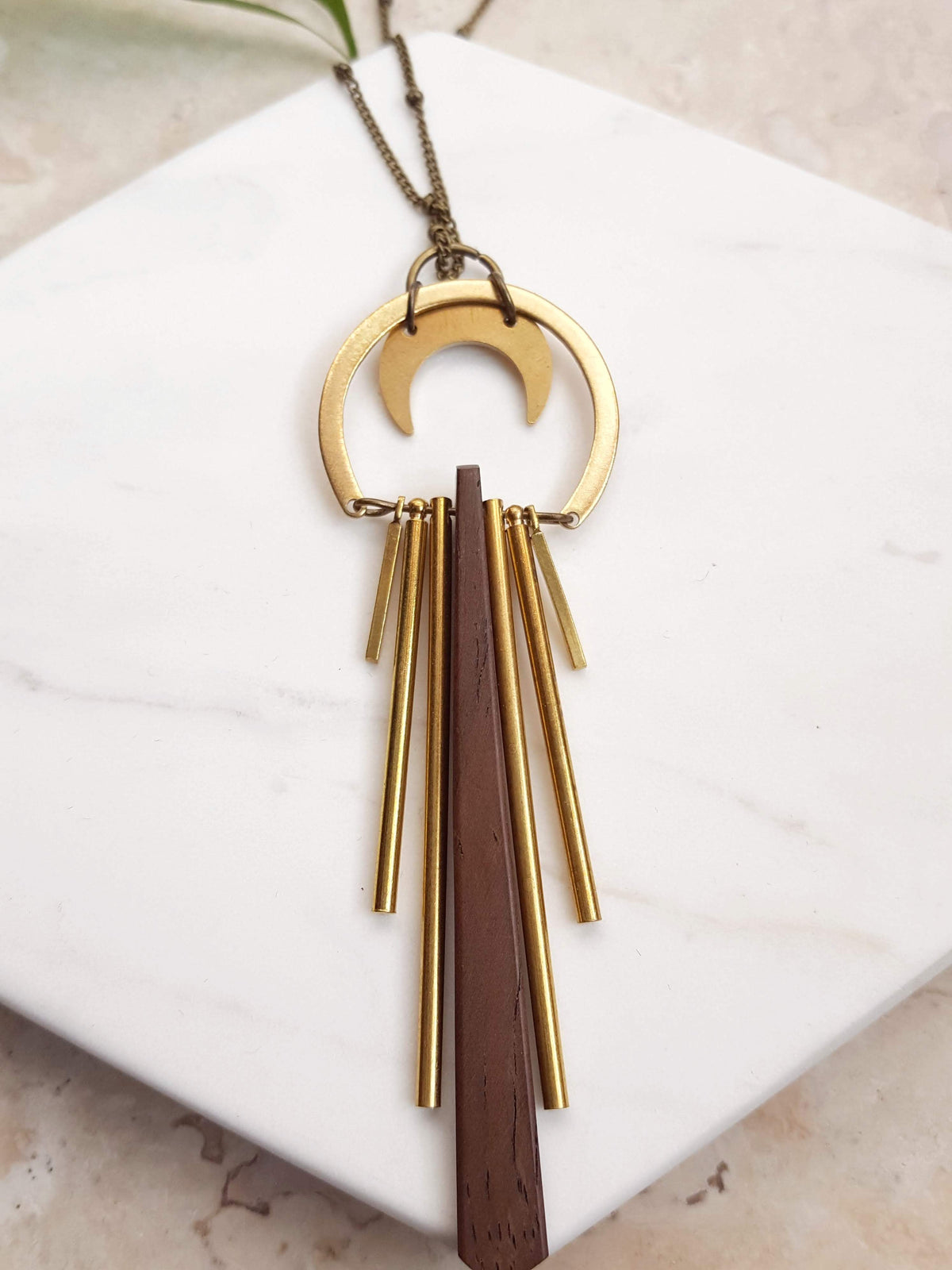 Boho Wood Geometric Necklace