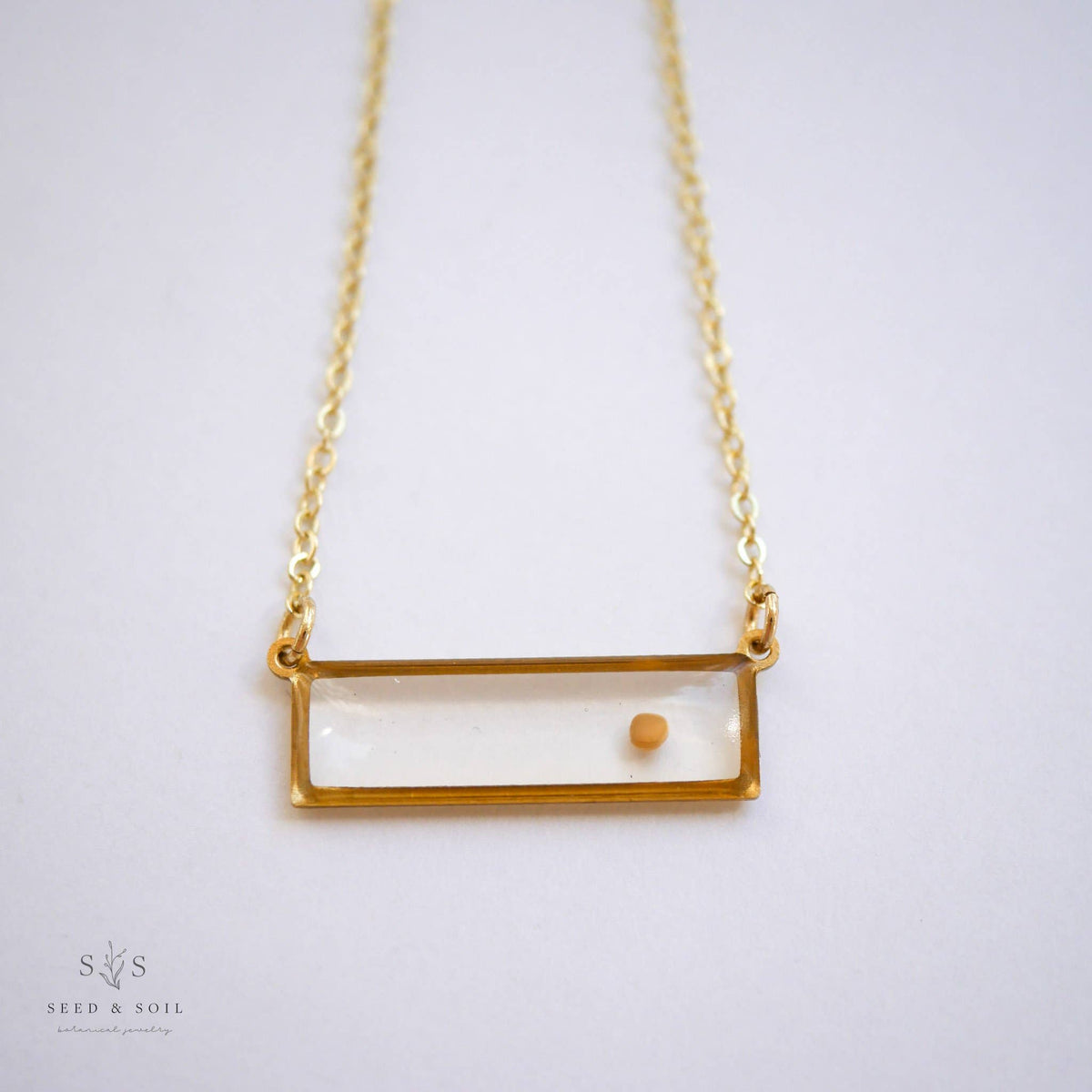 Minimalist Bar Necklace: Mustard Seed