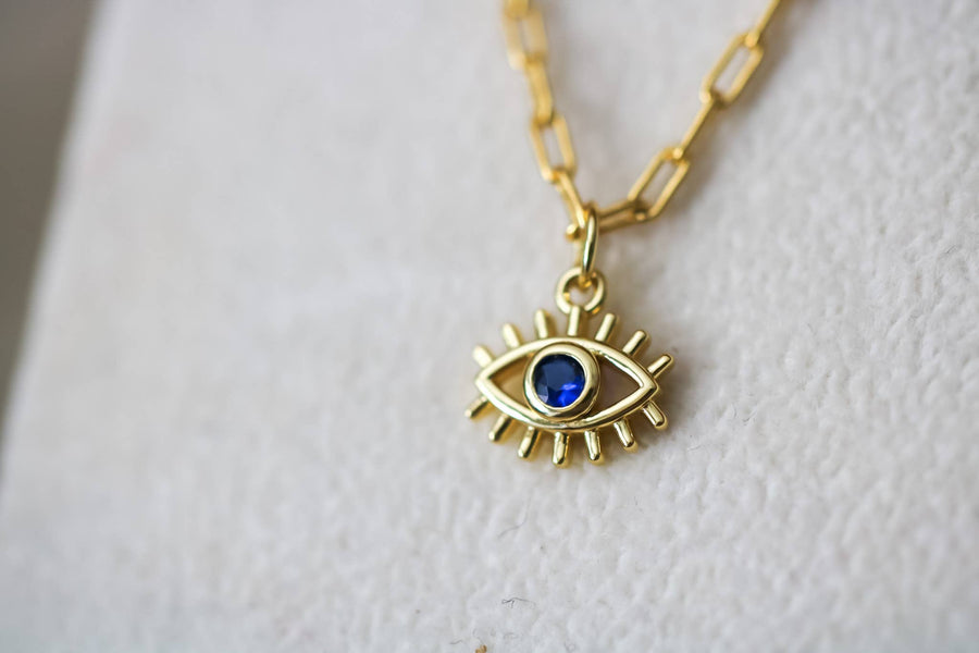 Evil Eye Gemstone Necklace: 18 inches