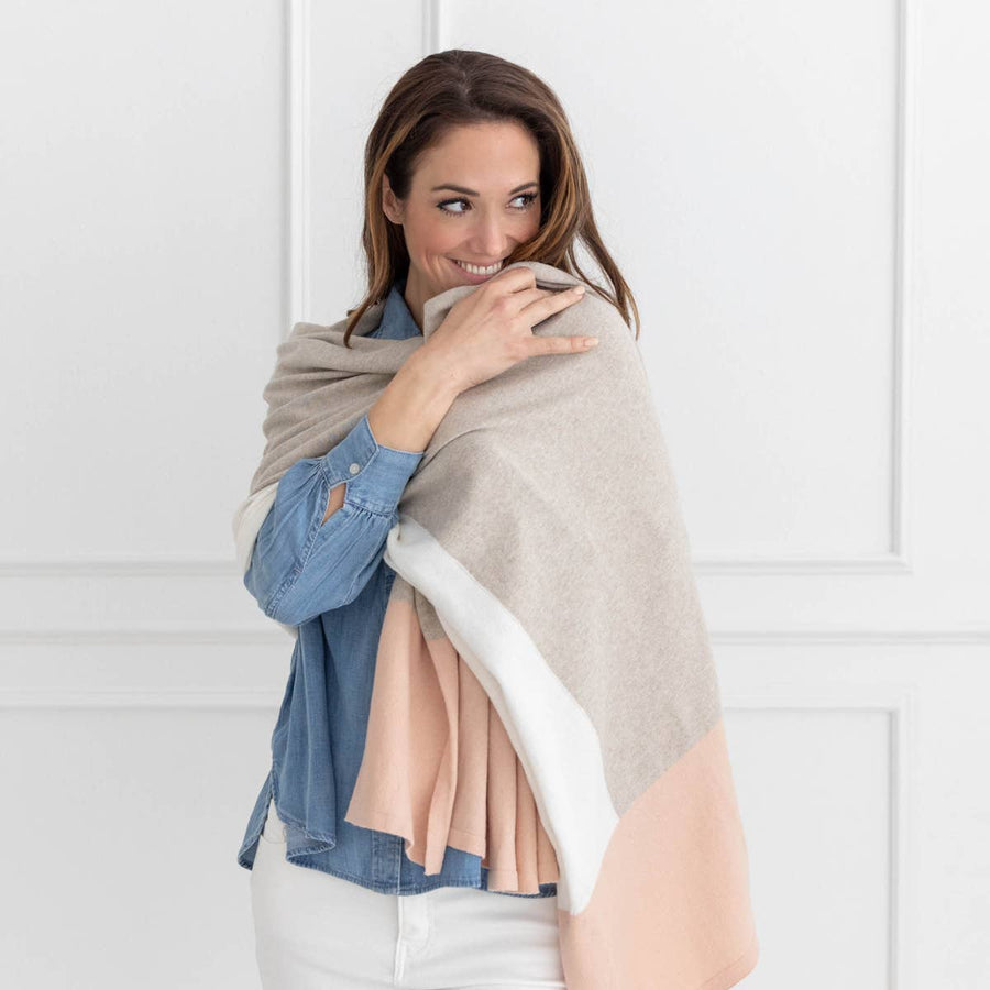 Dreamsoft Organic Cotton Travel Scarf - Blush Colorblock