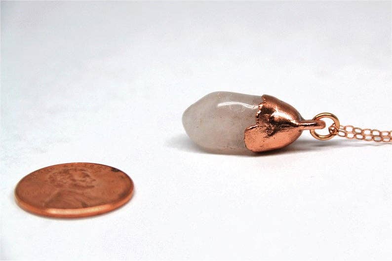 Copper Rose Quartz Necklace | 14k Rose Gold Necklace: 17 inch