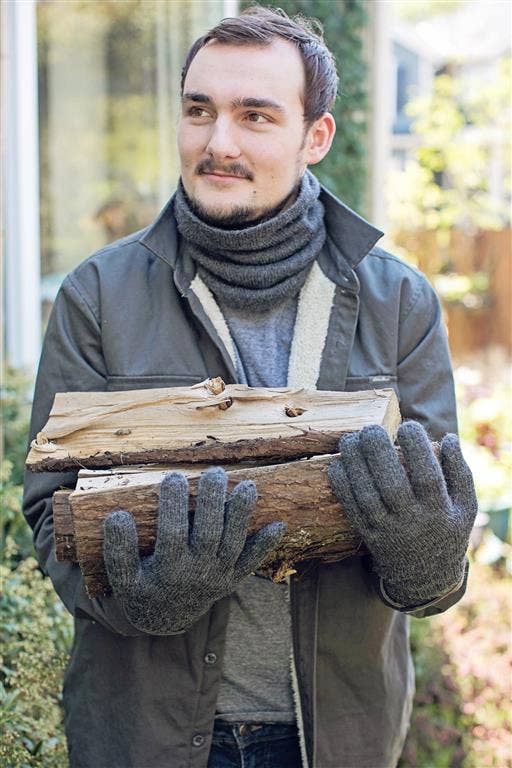 Alpaca Reversible Gloves: Brown/Beige