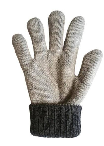 Alpaca Double-Thick Reversible Gloves: Grey