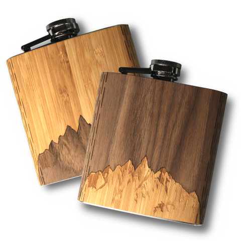 Wooden Holiday Flask : Sawtooth Mountains