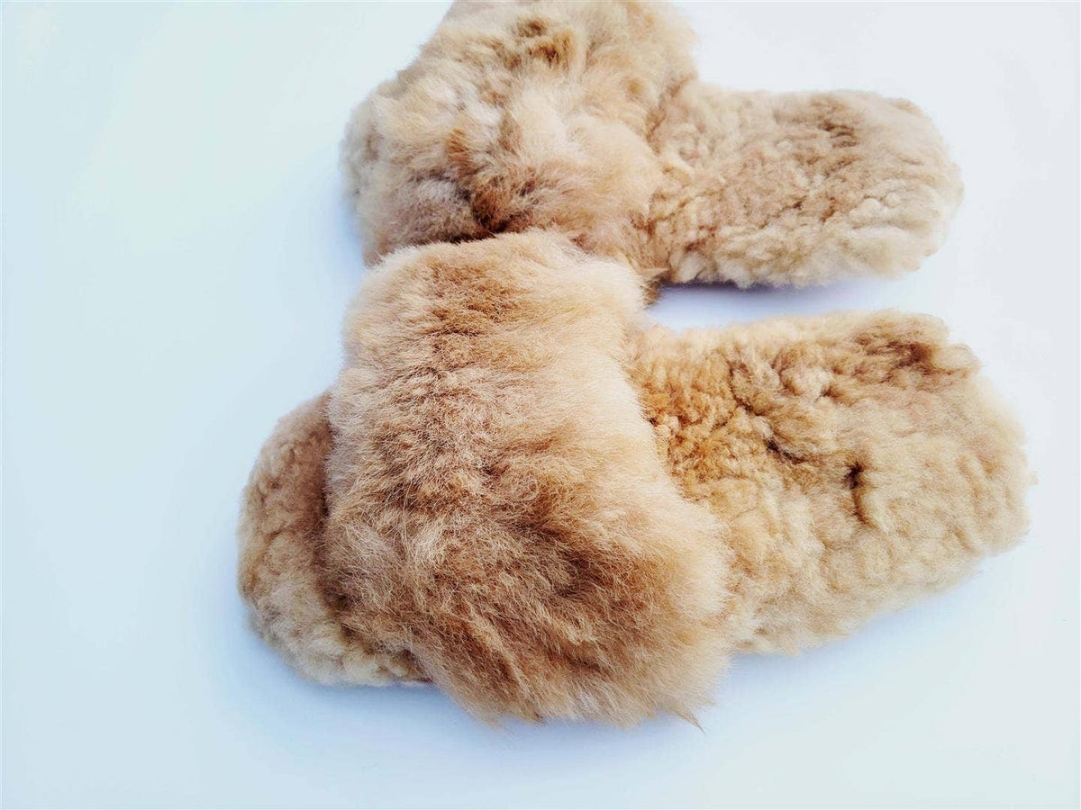 Slide-In Fluffy Alpaca Fur Slippers