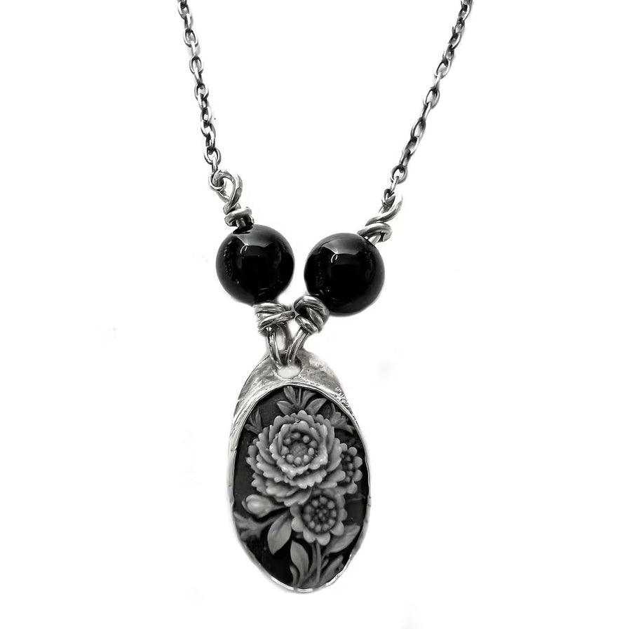 Dark Floral Cameo Necklace