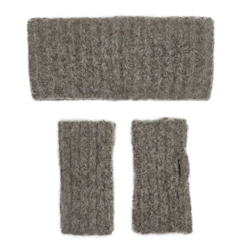Autumn Brown Ribbed Alpaca Ear Warmer