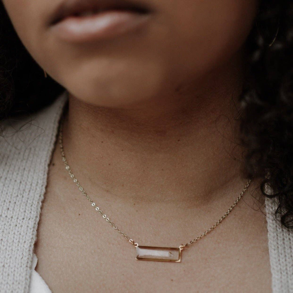 Minimalist Bar Necklace: Mustard Seed