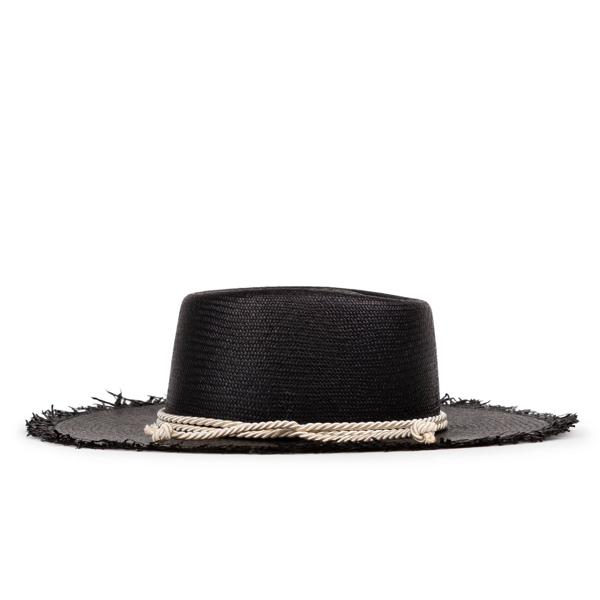 Playa Black -  Long Brim Loose Summer Straw Hat: 10cm / One size fits most kids