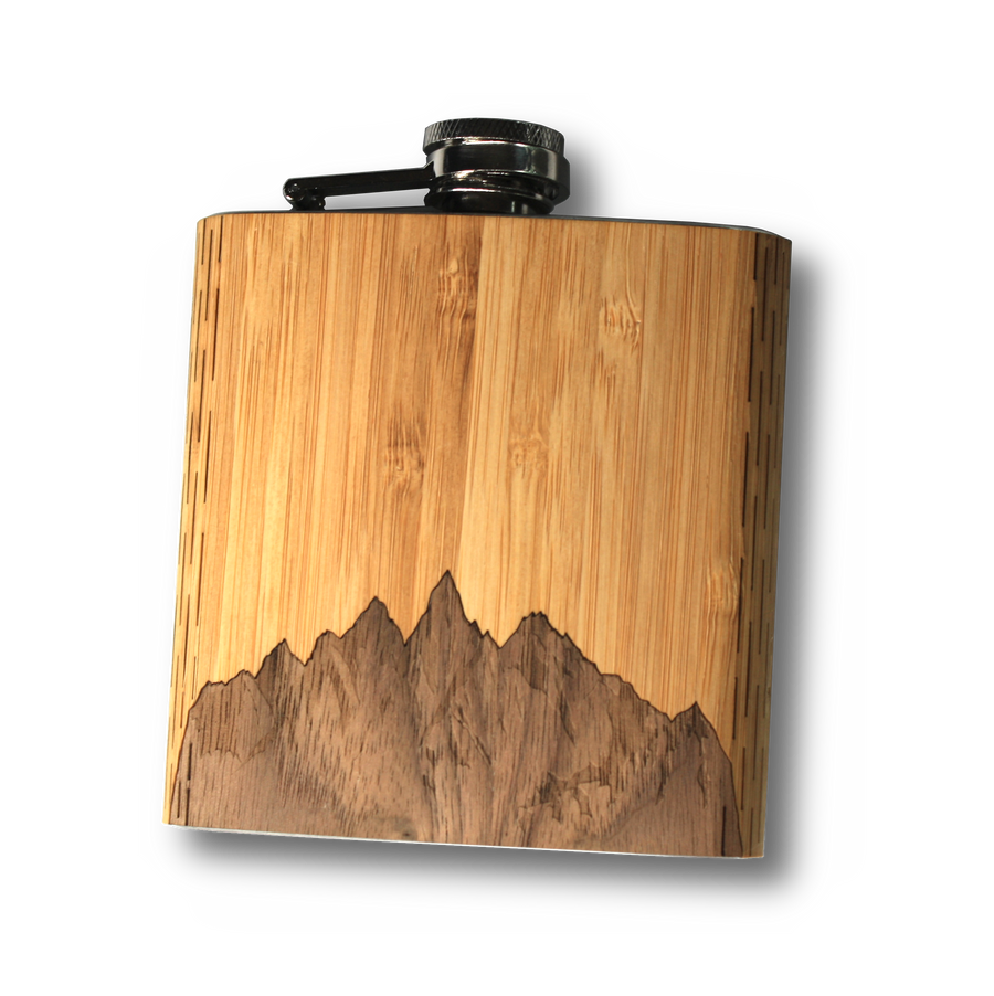 Wooden Holiday Flask : Sawtooth Mountains