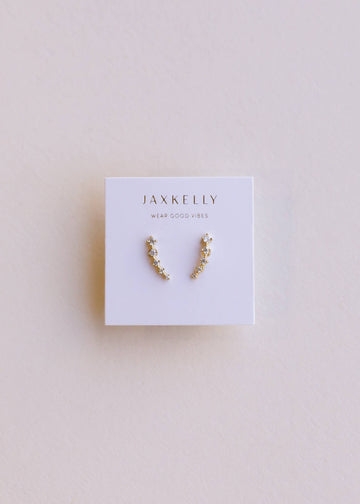 Crawler - White CZ - Gold Earring