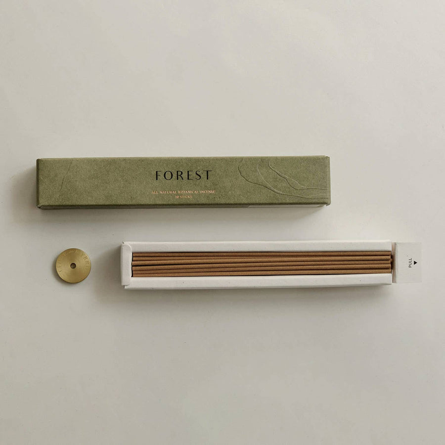 Aged Indian Sandalwood Incense Stick Set w Brass Holder