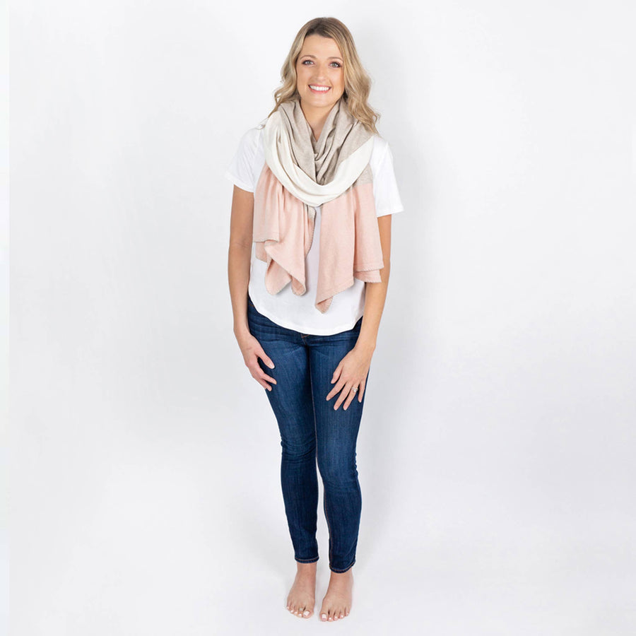 Dreamsoft Organic Cotton Travel Scarf - Blush Colorblock