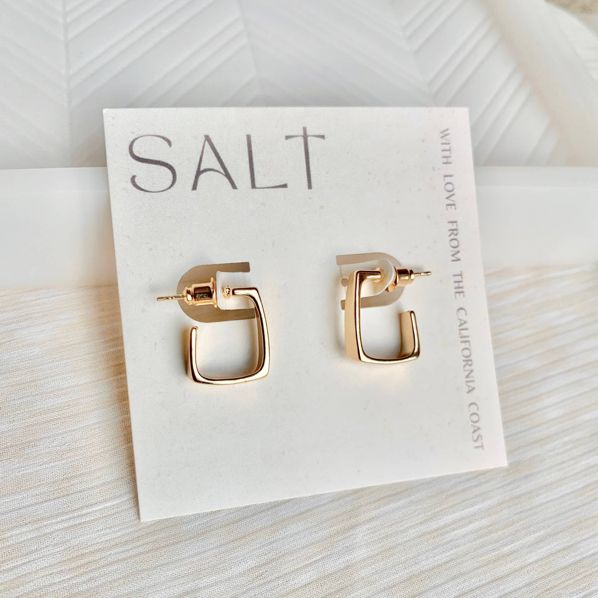 SQUARE HOOP HUGGIE EARRINGS
