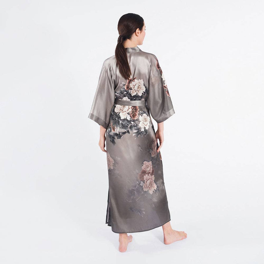Floral Silk Kimono - Olive