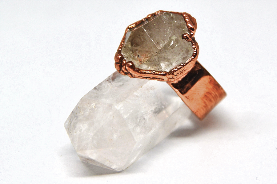 Raw Herkimer Diamond Statment Ring: 8