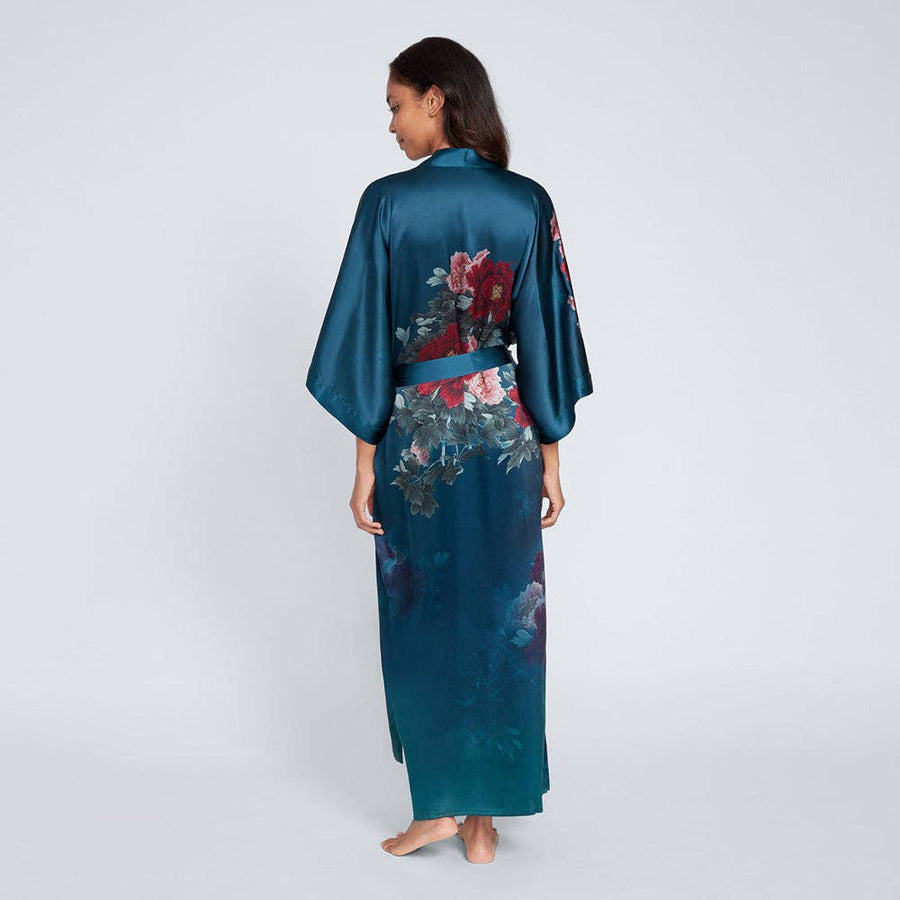 Floral Silk Kimono - Olive