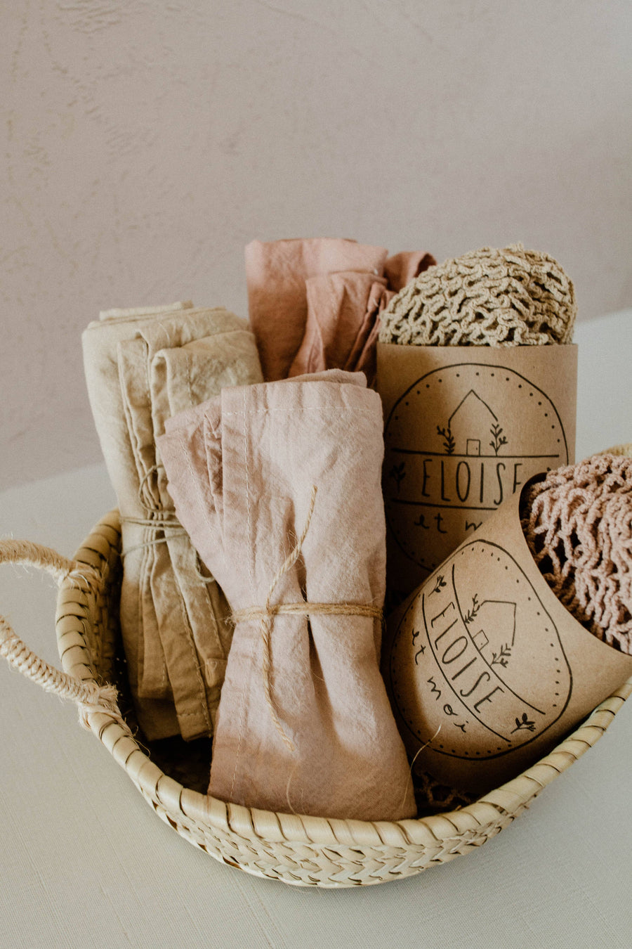 Plant dyed Organic cotton Kitchen Towel: Muted pink