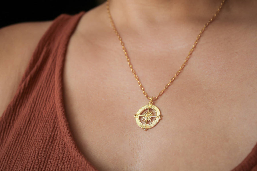 Compass Necklace: 20 inches
