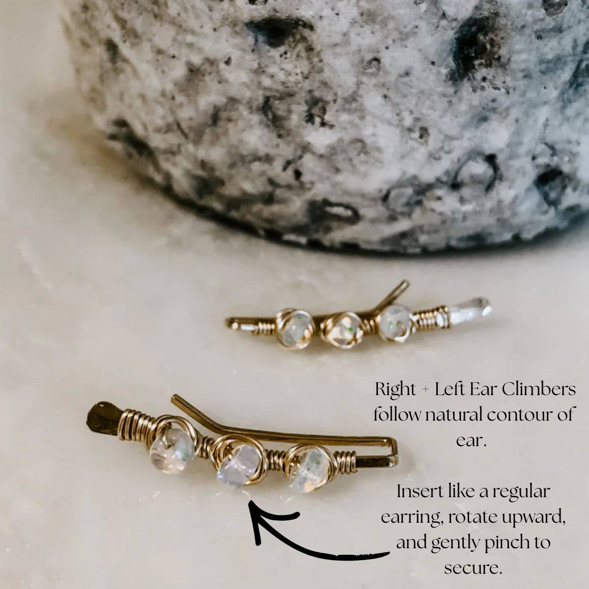 Opal Ear Climbers: 14k Gold Fill