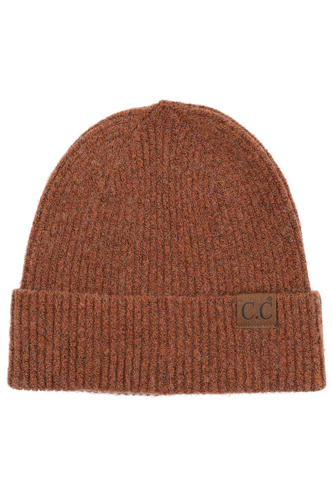 Soft Recycled Fiber + Cashmere Cuff Beanie: Clay