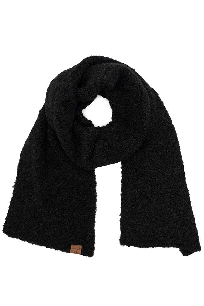 Recycled Fiber Boucle Scarf: Black