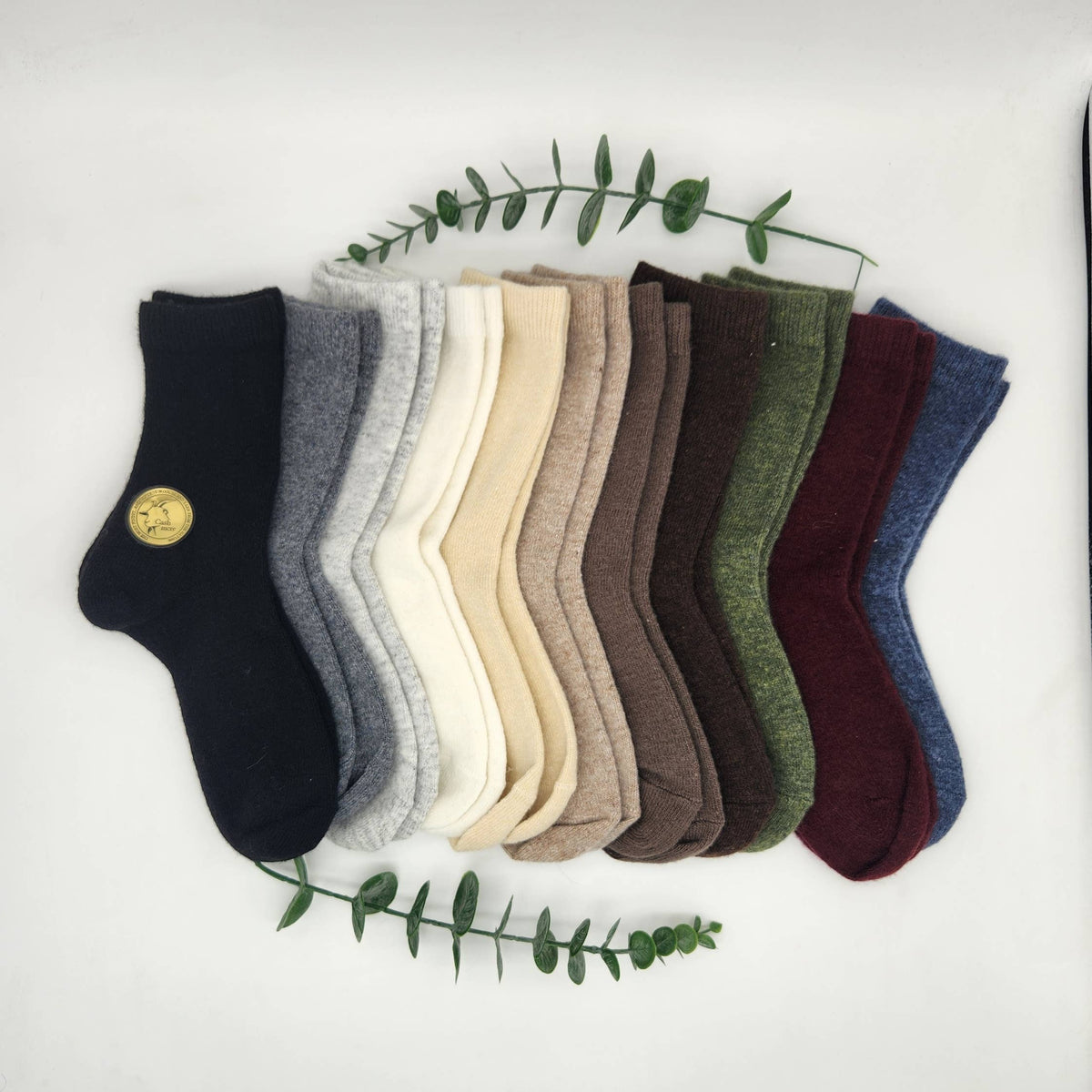 Cashmere Wool Blend Socks: Cocoa Brown