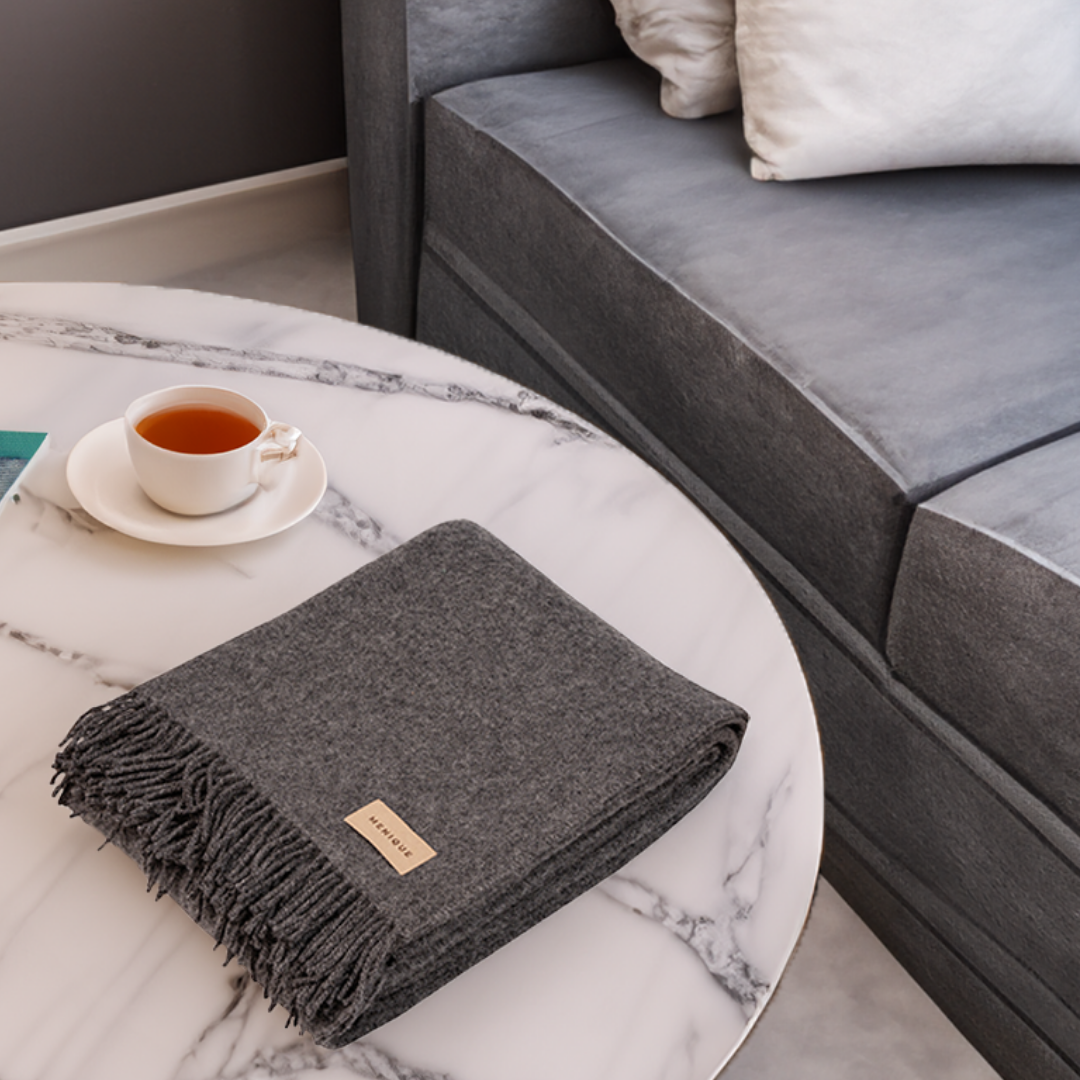 Pure Wool Blanket Milan: Dark gray / 125x180