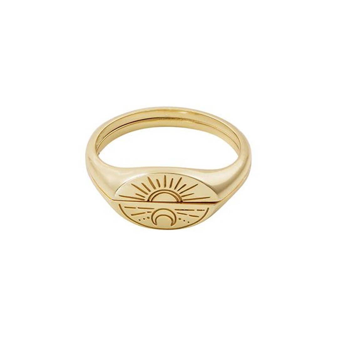 Sunset Sunrise 2 Piece Stacking Gold Ring: 7
