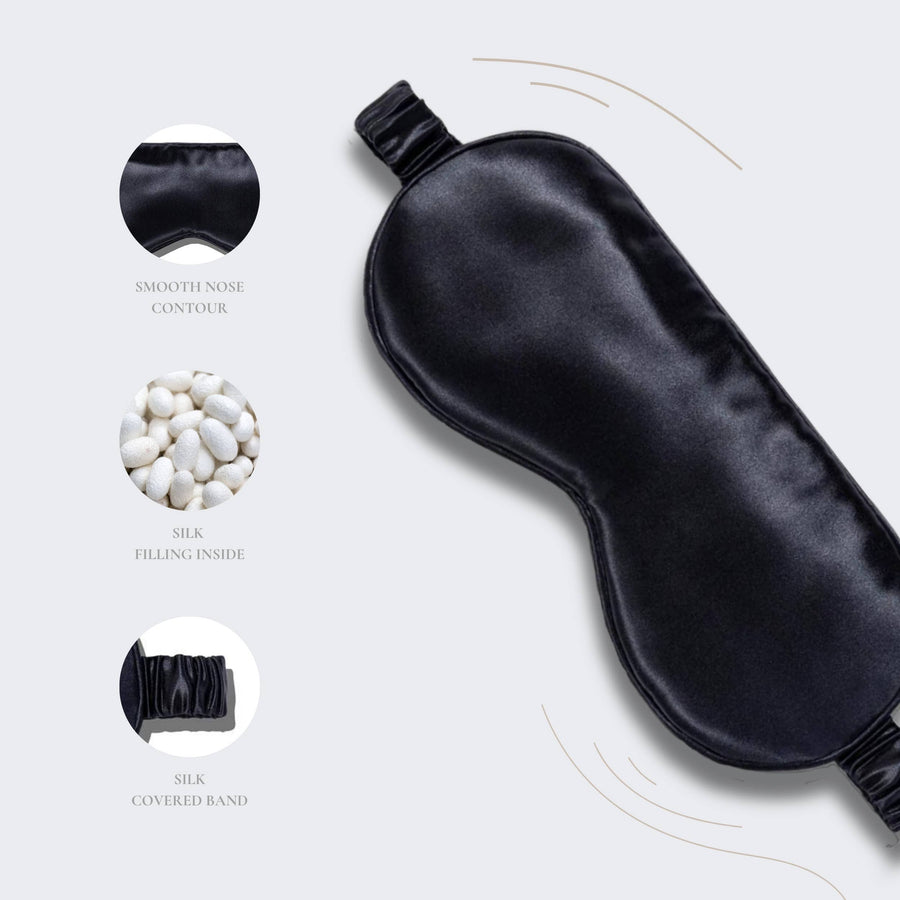 100% Pure Silk 3D Contour Sleep Mask - Black