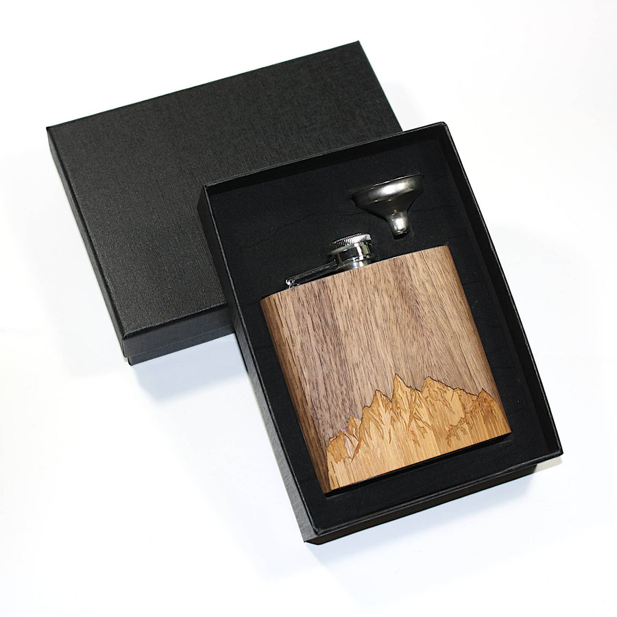 Wooden Holiday Flask : Sawtooth Mountains