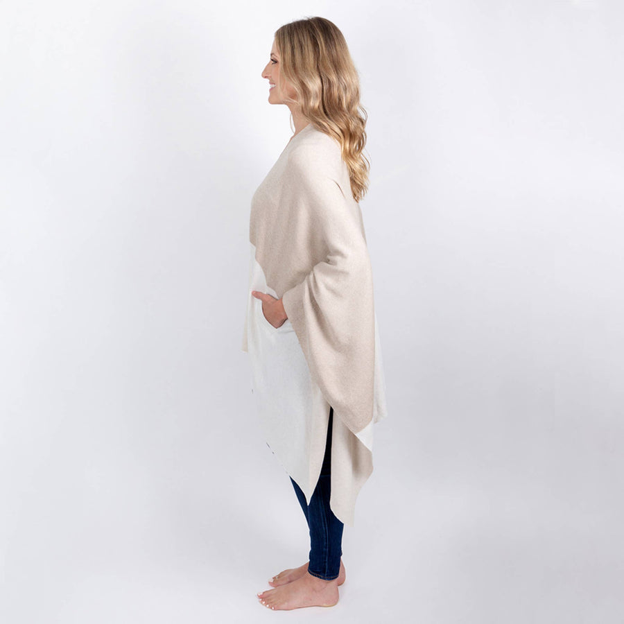 Organic Cotton Travel Wrap - Ivory Colorblock