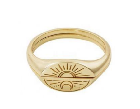 Sunset Sunrise 2 Piece Stacking Gold Ring: 7
