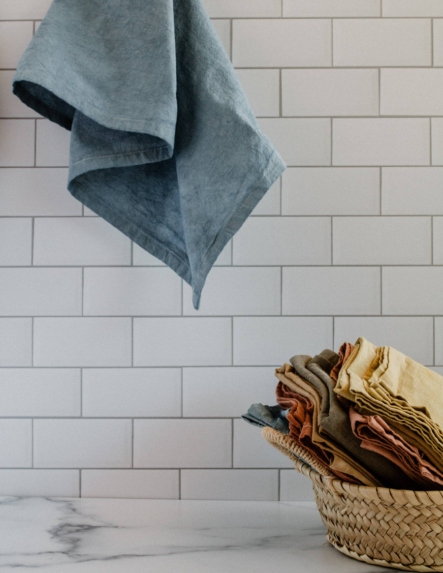 Plant dyed Organic cotton Kitchen Towel: Charcoal